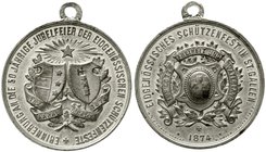 Medaillen
Schützenmedaillen, Schweiz, St. Gallen
Zinnmedaille 1874 z. Erinnerung a.d. Eidgenössische Schützenfest. 34 mm
vorzüglich, mitgeprägte Ös...