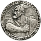 Medaillen
Schützenmedaillen, Schweiz, St. Gallen
Einseitige versilberte Bronzemedaille 1950 a.d. Schützengesellschaft Wilhelm Tell u.d. Fahnenweihsc...