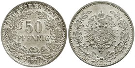 Reichskleinmünzen
50 Pfennig kleiner Adler
Silber 1875-1877
1877 D. fast Stempelglanz