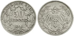 Reichskleinmünzen
50 Pfennig gr. Adler Eichenzweige Silb. 1896-1903
1901 A. sehr schön