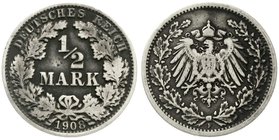 Reichskleinmünzen
1/2 Mark gr. Adler Eichenzweige
Silber 1905-1919
1908 F. Mit Foto-Gutachten von Kurt Jaeger (persönlich) v. 29.7.1972.
schön/seh...