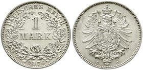 Reichskleinmünzen
1 Mark kleiner Adler
Silber 1873-1887
1876 C. Leichte Lichtenrader Prägung.
vorzüglich/Stempelglanz, winz. Randfehler