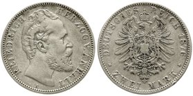 Reichssilbermünzen J. 19-178
Anhalt
Friedrich I., 1871-1904
2 Mark 1876 A. fast sehr schön, kl. Randfehler