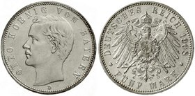 Reichssilbermünzen J. 19-178
Bayern
Otto, 1886-1913
5 Mark 1908 D. vorzüglich/Stempelglanz