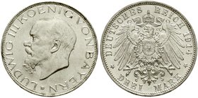 Reichssilbermünzen J. 19-178
Bayern
Ludwig III., 1913-1918
3 Mark 1914 D. prägefrisch/fast Stempelglanz