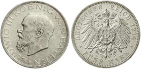Reichssilbermünzen J. 19-178
Bayern
Ludwig III., 1913-1918
5 Mark 1914 D. gutes vorzüglich