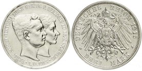 Reichssilbermünzen J. 19-178
Braunschweig
Ernst August, 1913-1916
3 Mark 1915 A. Ohne Lüneburg.
Polierte Platte, leicht berührt