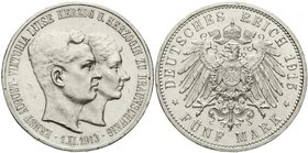 Reichssilbermünzen J. 19-178
Braunschweig
Ernst August, 1913-1916
5 Mark 1915 A. Ohne Lüneburg.
vorzüglich/Stempelglanz, div. kl. Kratzer
