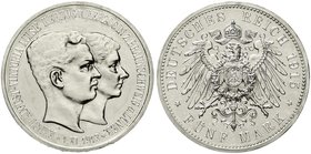 Reichssilbermünzen J. 19-178
Braunschweig
Ernst August, 1913-1916
5 Mark 1915 A. Mit Lüneburg.
Polierte Platte, etwas berieben und kl. Kratzer
