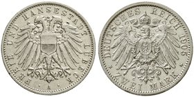 Reichssilbermünzen J. 19-178
Lübeck
2 Mark 1905 A. vorzüglich
