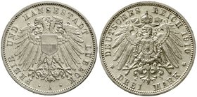 Reichssilbermünzen J. 19-178
Lübeck
3 Mark 1910 A. vorzüglich