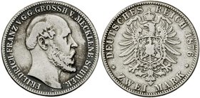 Reichssilbermünzen J. 19-178
Mecklenburg-Schwerin
Friedrich Franz II., 1842-1883
2 Mark 1876 A. schön/sehr schön, Patina