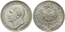 Reichssilbermünzen J. 19-178
Mecklenburg-Strelitz
Adolf Friedrich V., 1904-1914
3 Mark 1913 A. Polierte Platte, etwas berieben