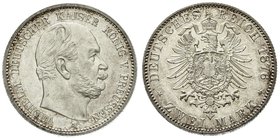 Reichssilbermünzen J. 19-178
Preußen
Wilhelm I., 1861-1888
2 Mark 1876 A. Polierte Platte, leicht berührt, sehr selten