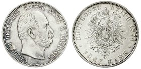 Reichssilbermünzen J. 19-178
Preußen
Wilhelm I., 1861-1888
5 Mark 1874 A. Polierte Platte, winz. Kratzer, schöne Patina, selten