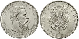 Reichssilbermünzen J. 19-178
Preußen
Friedrich III., 1888
5 Mark 1888 A. fast Stempelglanz