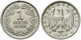 Weimarer Republik
Kursmünzen, 1 Reichsmark, Silber 1925-1927
1926 J. sehr schön