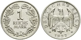 Weimarer Republik
Kursmünzen, 1 Reichsmark, Silber 1925-1927
1927 F. gutes sehr schön