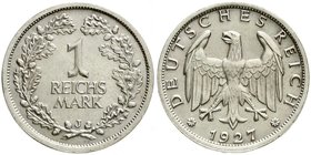 Weimarer Republik
Kursmünzen, 1 Reichsmark, Silber 1925-1927
1927 J. vorzüglich