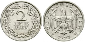 Weimarer Republik
Kursmünzen, 2 Reichsmark, Silber 1925-1931
1927 J. gutes sehr schön