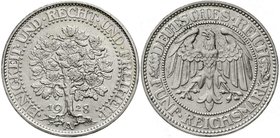 Weimarer Republik
Kursmünzen, 5 Reichsmark Eichbaum Silber 1927-1933
1928 A. vorzüglich/Stempelglanz