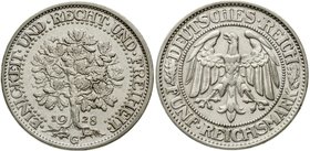 Weimarer Republik
Kursmünzen, 5 Reichsmark Eichbaum Silber 1927-1933
1928 G. sehr schön