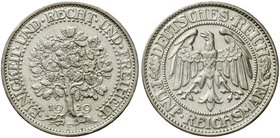 Weimarer Republik
Kursmünzen, 5 Reichsmark Eichbaum Silber 1927-1933
1929 F. fast vorzüglich, min. Randverprägung