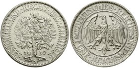 Weimarer Republik
Kursmünzen, 5 Reichsmark Eichbaum Silber 1927-1933
1930 A. vorzüglich, kl. Randfehler