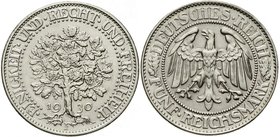 Weimarer Republik
Kursmünzen, 5 Reichsmark Eichbaum Silber 1927-1933
1930 F. gutes vorzüglich, selten