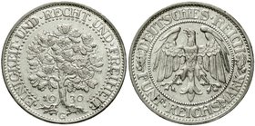 Weimarer Republik
Kursmünzen, 5 Reichsmark Eichbaum Silber 1927-1933
1930 G. vorzüglich/Stempelglanz, winz. Randfehler, selten