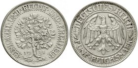 Weimarer Republik
Kursmünzen, 5 Reichsmark Eichbaum Silber 1927-1933
1931 F. vorzüglich