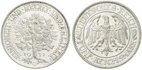 Weimarer Republik
Kursmünzen, 5 Reichsmark Eichbaum Silber 1927-1933
1931 G. fast Stempelglanz, Prachtexemplar