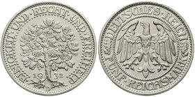 Weimarer Republik
Kursmünzen, 5 Reichsmark Eichbaum Silber 1927-1933
1932 D. gutes vorzüglich