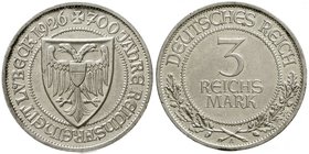Weimarer Republik
Gedenkmünzen, 3 Reichsmark Lübeck
1926 A. sehr schön/vorzüglich
