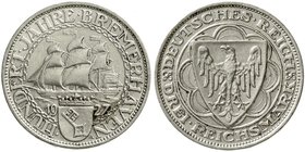 Weimarer Republik
Gedenkmünzen, 3 Reichsmark Bremerhaven
1927 A. gutes vorzüglich