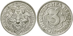 Weimarer Republik
Gedenkmünzen, 3 Reichsmark Nordhausen
1927 A. vorzüglich/Stempelglanz, kl. Kratzer