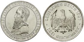 Weimarer Republik
Gedenkmünzen, 3 Reichsmark Tübingen
1927 F. fast Stempelglanz, Prachtexemplar