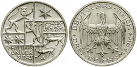 Weimarer Republik
Gedenkmünzen, 3 Reichsmark Marburg
1927 A. fast Stempelglanz, Prachtexemplar