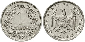 Drittes Reich
Klein/- und Kursmünzen, 1 Reichsmark, Nickel 1933-1939
1939 G. gutes vorzüglich, winz. Kratzer