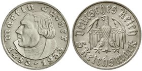Drittes Reich
Gedenkmünzen, 5 Reichsmark Luther, 1933-1934
1933 A. gutes vorzüglich, kl. Randfehler