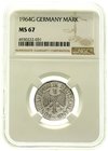 Münzen der Bundesrepublik Deutschland
Kursmünzen
1 Deutsche Mark Kupfer/Nickel 1950-2001
1964 G. Im NGC-Blister mit Grading MS 67 ! (Top Pop).
Pol...