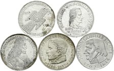 Münzen der Bundesrepublik Deutschland
Gedenkmünzen
5 Deutsche Mark, Silber, 1952-1979
Komplettsammlung der 5 DM Gedenkstücke: 1952 Germanisches Mus...