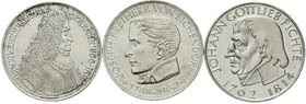 Münzen der Bundesrepublik Deutschland
Gedenkmünzen
5 Deutsche Mark, Silber, 1952-1979
3 Stück: Markgraf von Baden 1955, Eichendorff 1957 und Fichte...
