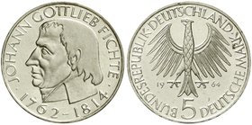 Münzen der Bundesrepublik Deutschland
Gedenkmünzen
5 Deutsche Mark, Silber, 1952-1979
Fichte 1964 J. Polierte Platte