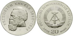 Gedenkmünzen der DDR
20 Mark 1970, Engels. Randschrift läuft links herum.
prägefrisch