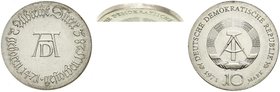 Gedenkmünzen der DDR
10 Mark 1971, Dürer. Ohne Randschrift.
prägefrisch, von größter Seltenheit
Die Var. ohne Randschrift ist im Jaeger bisher nich...