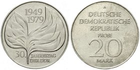 Gedenkmünzen der DDR
20 Mark 1979 A, Blattprobe. Rs. mit kleiner Wertzahl und 3-zeiliger Staatsname, ohne Hoheitsemblem.
prägefrisch, von größter Se...