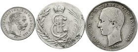 LOTS
Ausland
Europa
3 Münzen: Ungarn 10 Krajczar 1876 KB, Griechenland 2 Drachmen 1873 A, Russland Sibirien Probe zum 20 Kopeken 1764 (5,8 g. OHNE ...