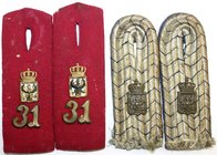 Militaria
Uniformen und Uniformteile
Preussen: Paar Schulterstücke des Infanterie-Regiment „Graf Bose“ (1. Thüringisches) Nr. 31 (existierte von 181...