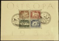 Briefmarken
Deutschland
Deutsches Reich
Ostropa-Block 1935 mit 2 sauberen Sonderstempeln "Königsberg (PR) OSTROPA 1935 27.6.35 Rossiten x Schiffspo...